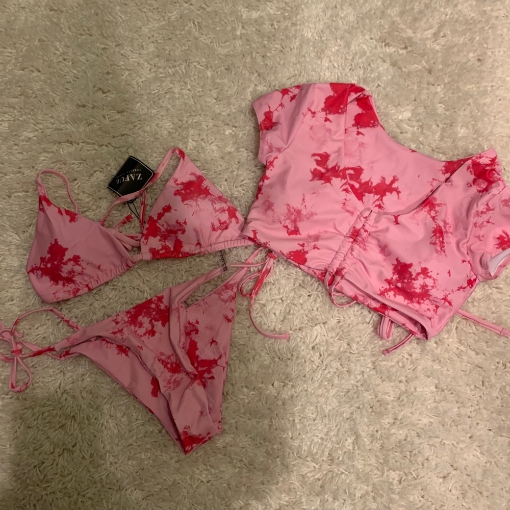NWT ZAFUL TIE DYE PINK TRIANGLE BIKINI